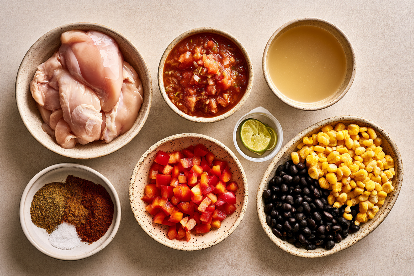 Ingredients measured and arranged for Slow Cooker Chicken Recipes: A Practical Guide.